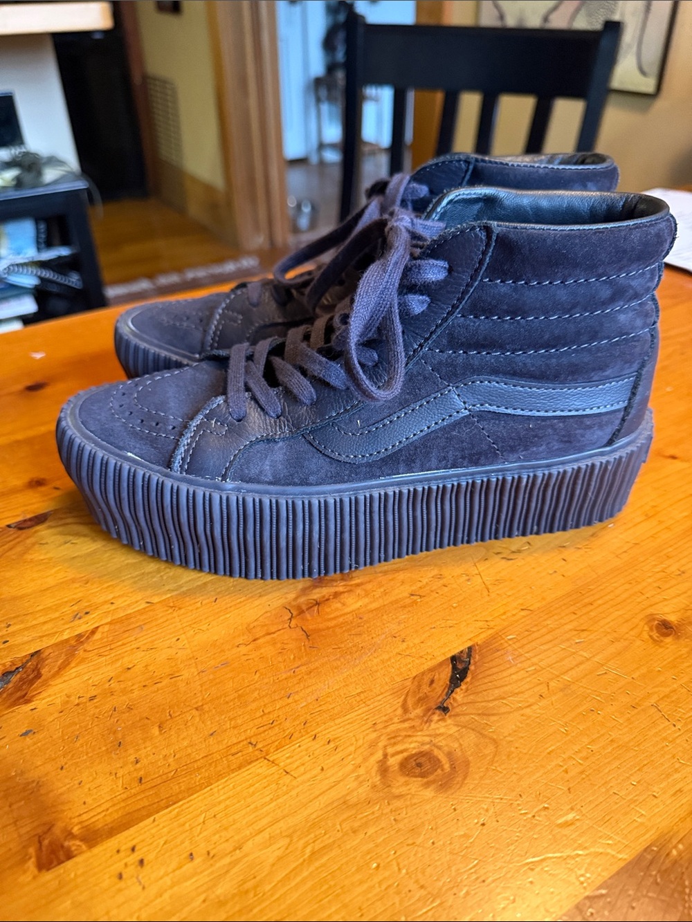 Vans midnight black Suede High-Top Platform Sneakers